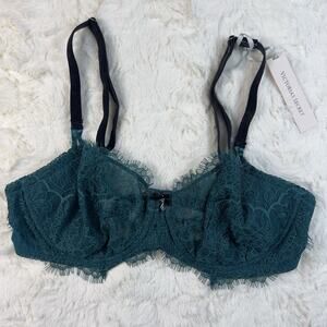 Victoria's Secret Dream Angels Unlined Balconette Unlined Bra Teal Green 32DD